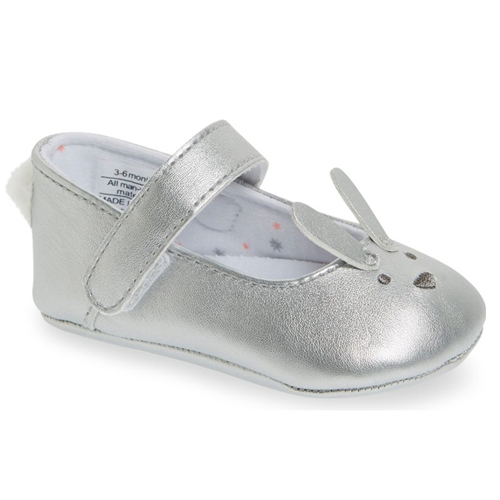 Silver Bunny Baby Shoes