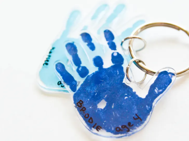 Shrinky Dink Hand Print Key Chain