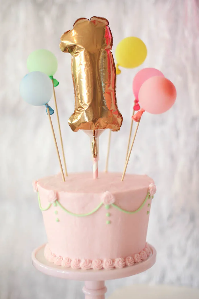 Pink Smash Cake with Tiny Balloons