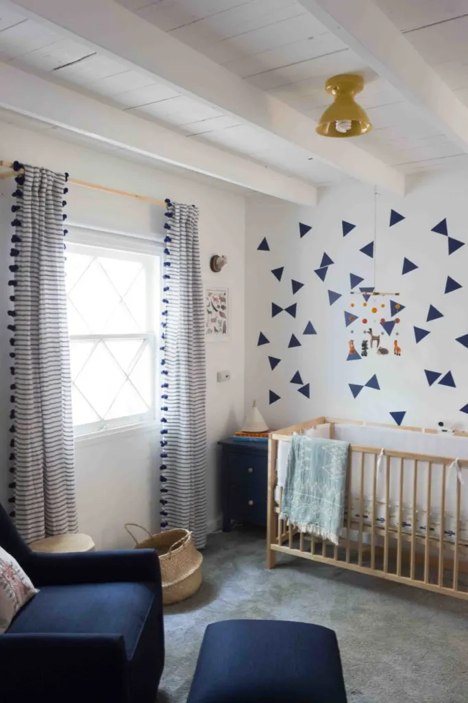 Navy and White Nursery with Triangle Wall Decals - Project Nursery