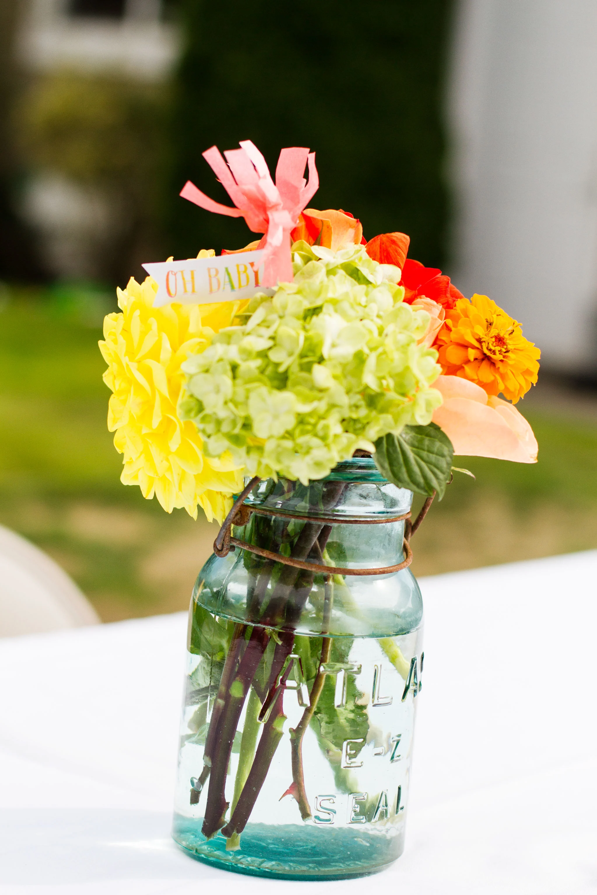 Citrus Baby Shower Flower Arrangement