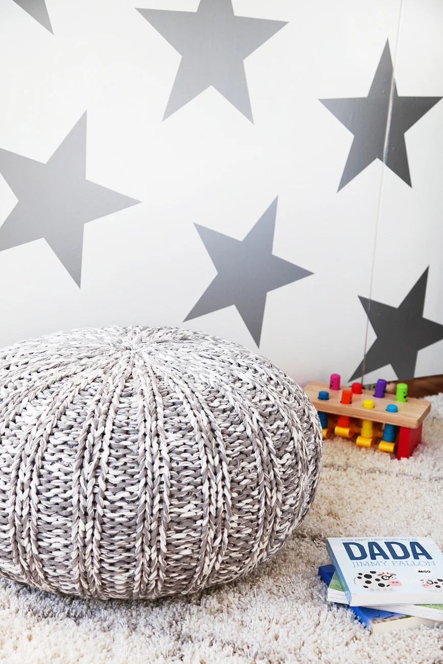 Large Silver Star Wall Decals in Nursery