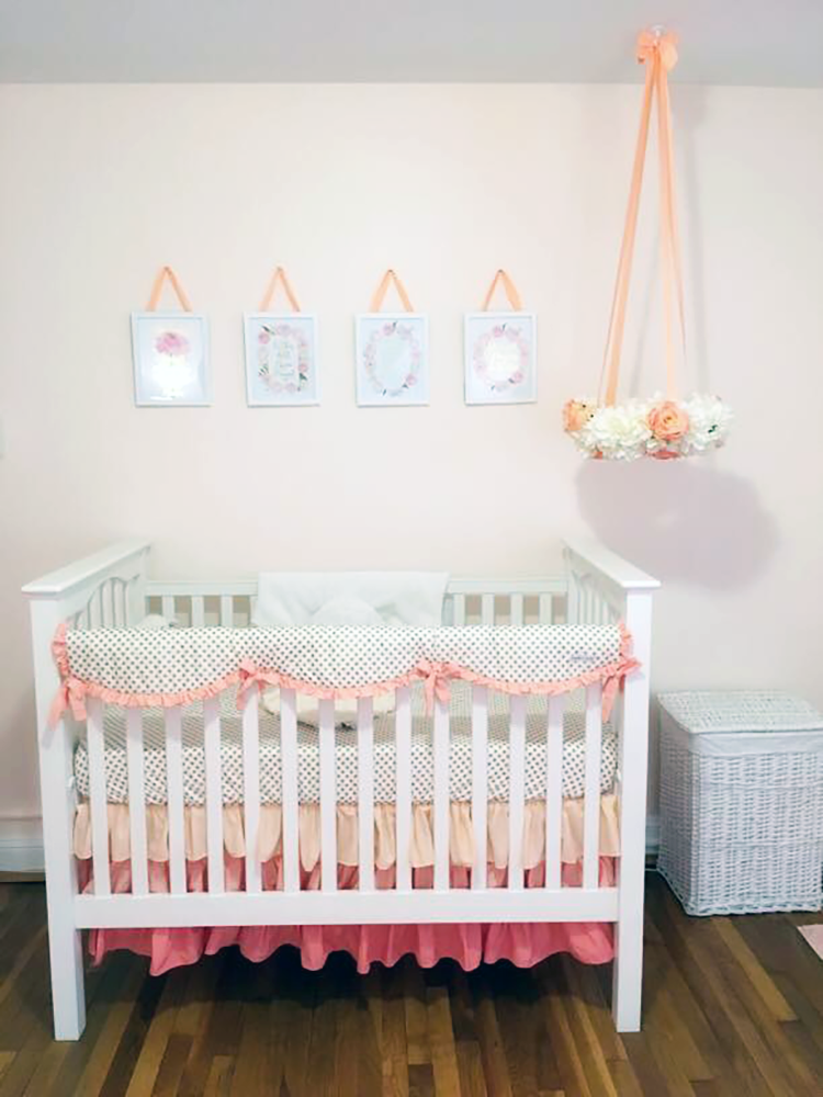 Floral Wreath Mobile in Peach and Coral Nursery