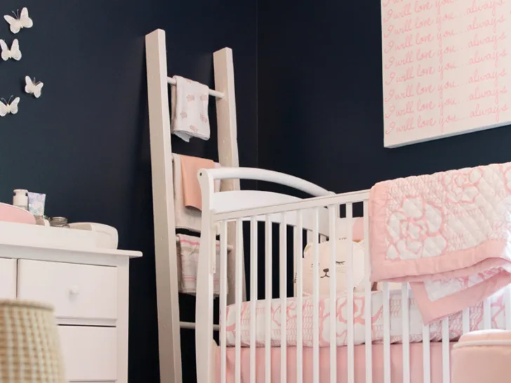 Feminine Navy and Pink Nursery