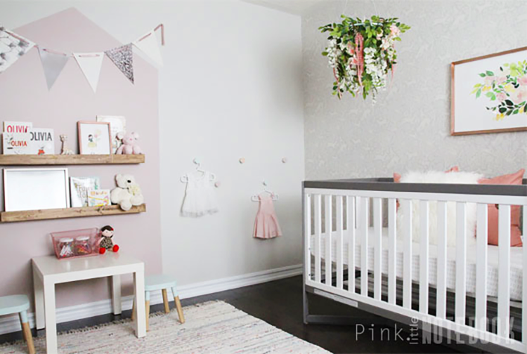 Floral Wreath Mobile in Whimsical Nursery