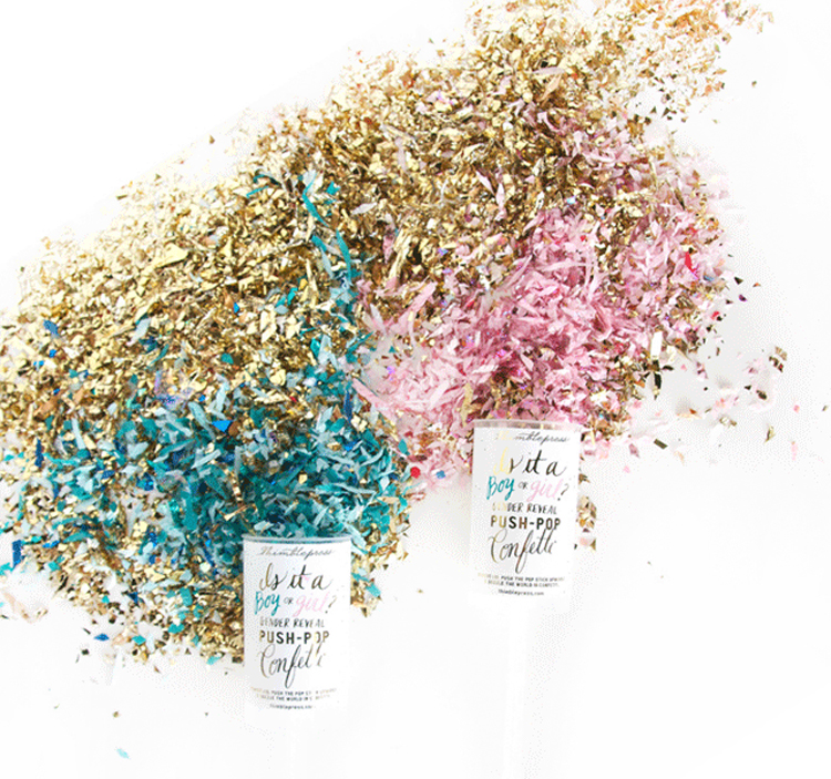 Gender Reveal Push-Pop Confetti from The Project Nursery Shop