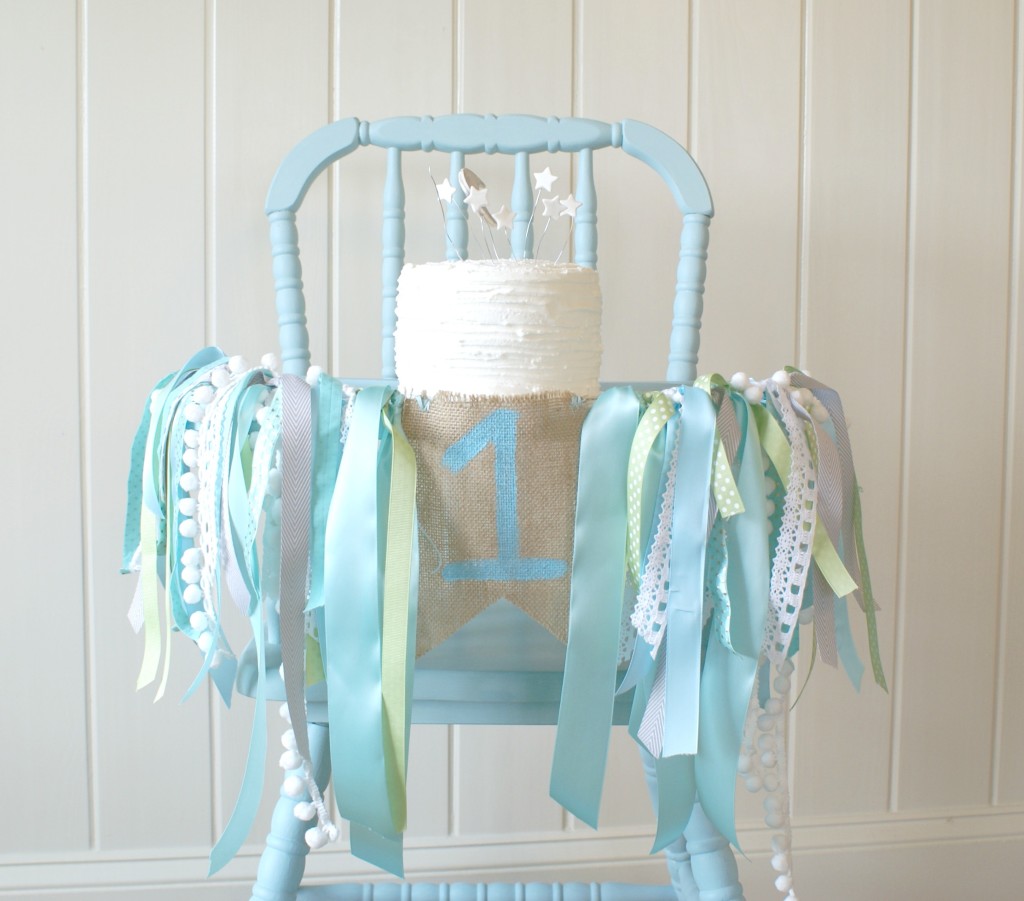 First Birthday Decorated High Chair and Smash Cake