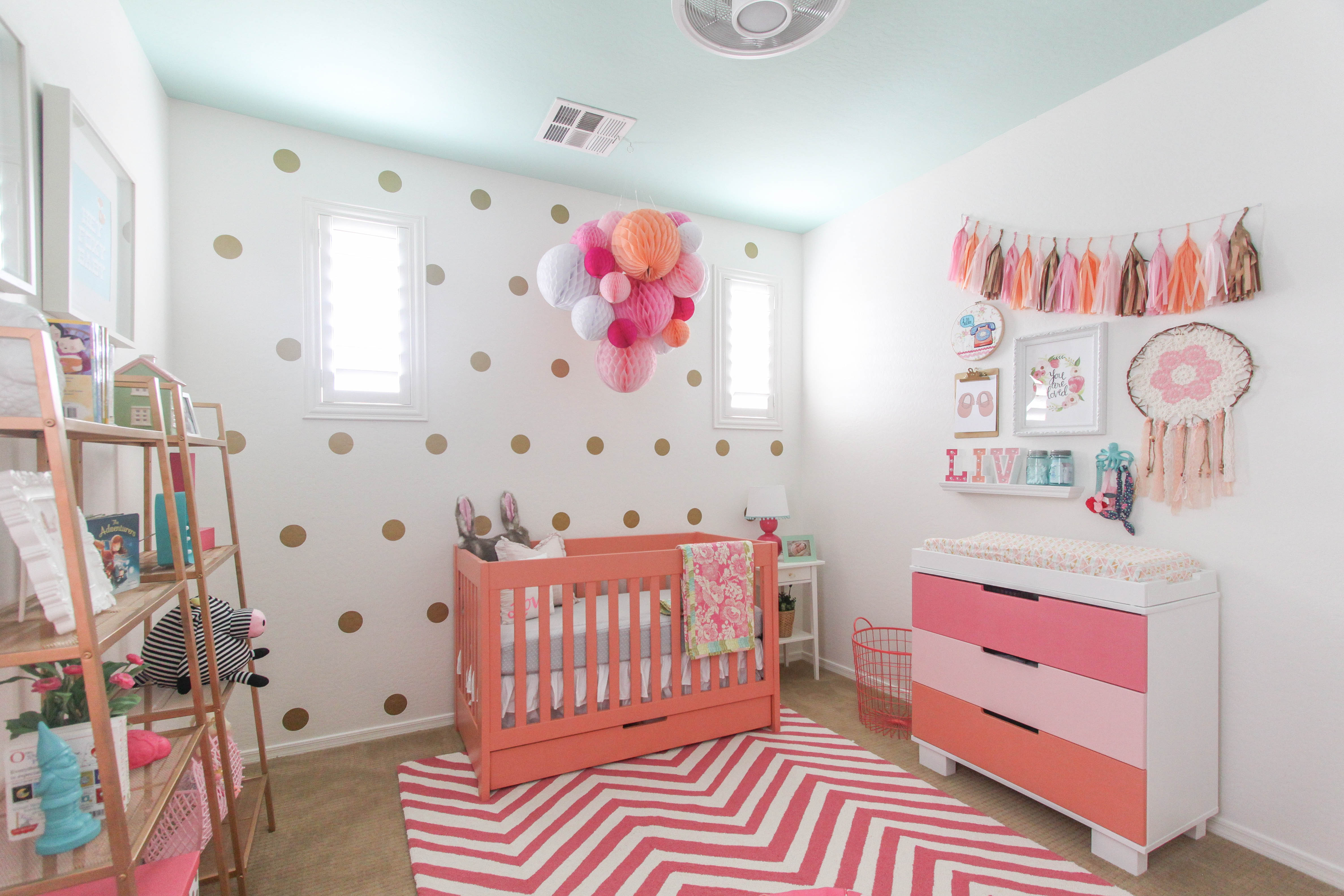 Coral and Gold Girls Nursery