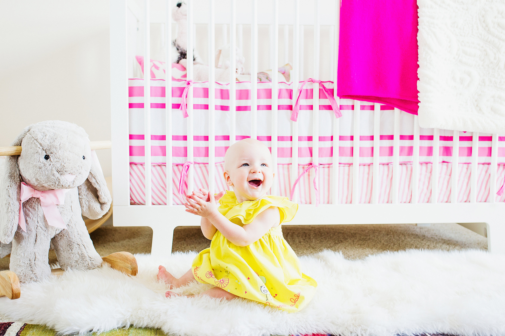 Modern Eclectic Nursery with Pops of Hot Pink