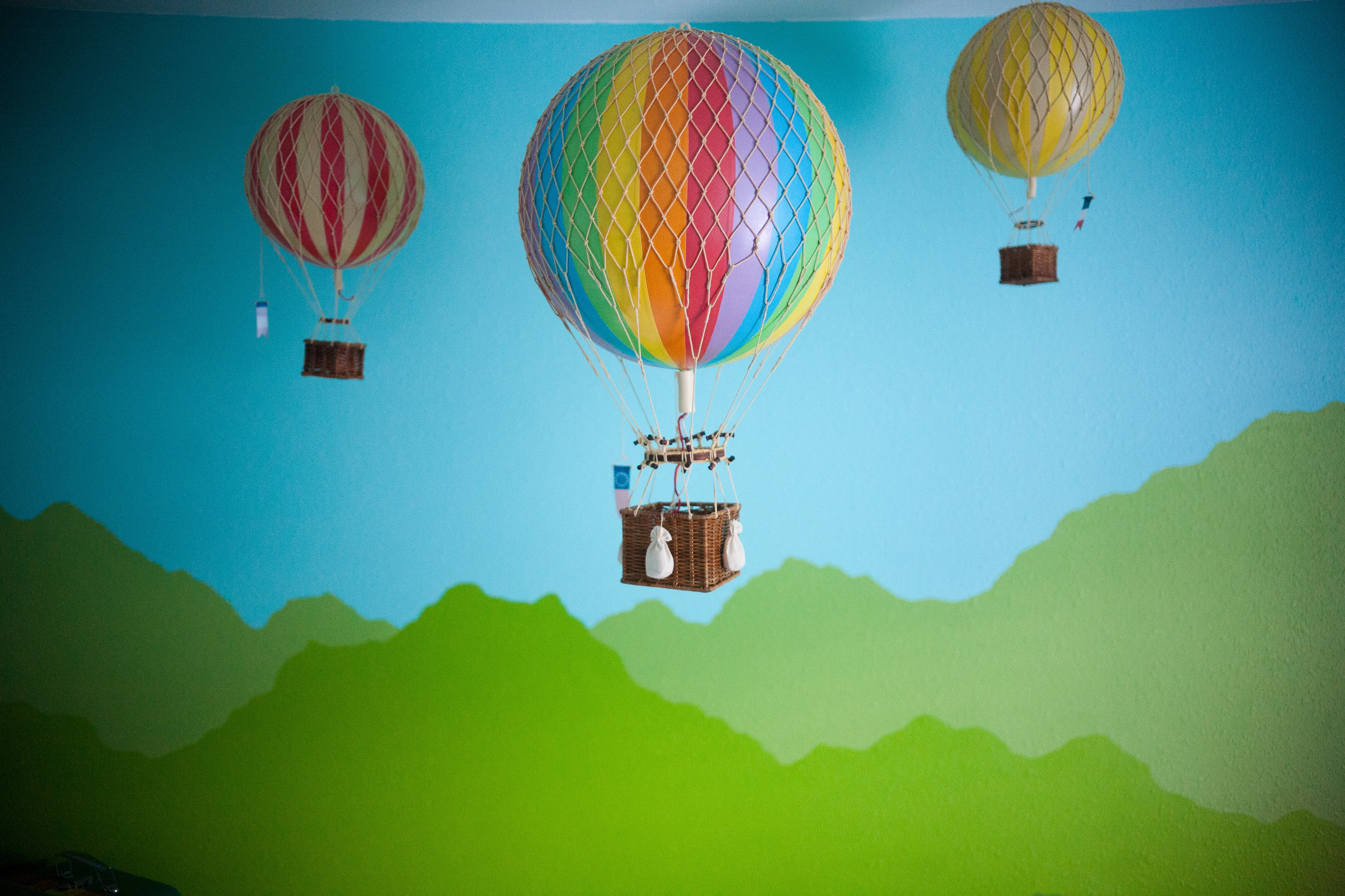 Hot air balloons and mountain mural