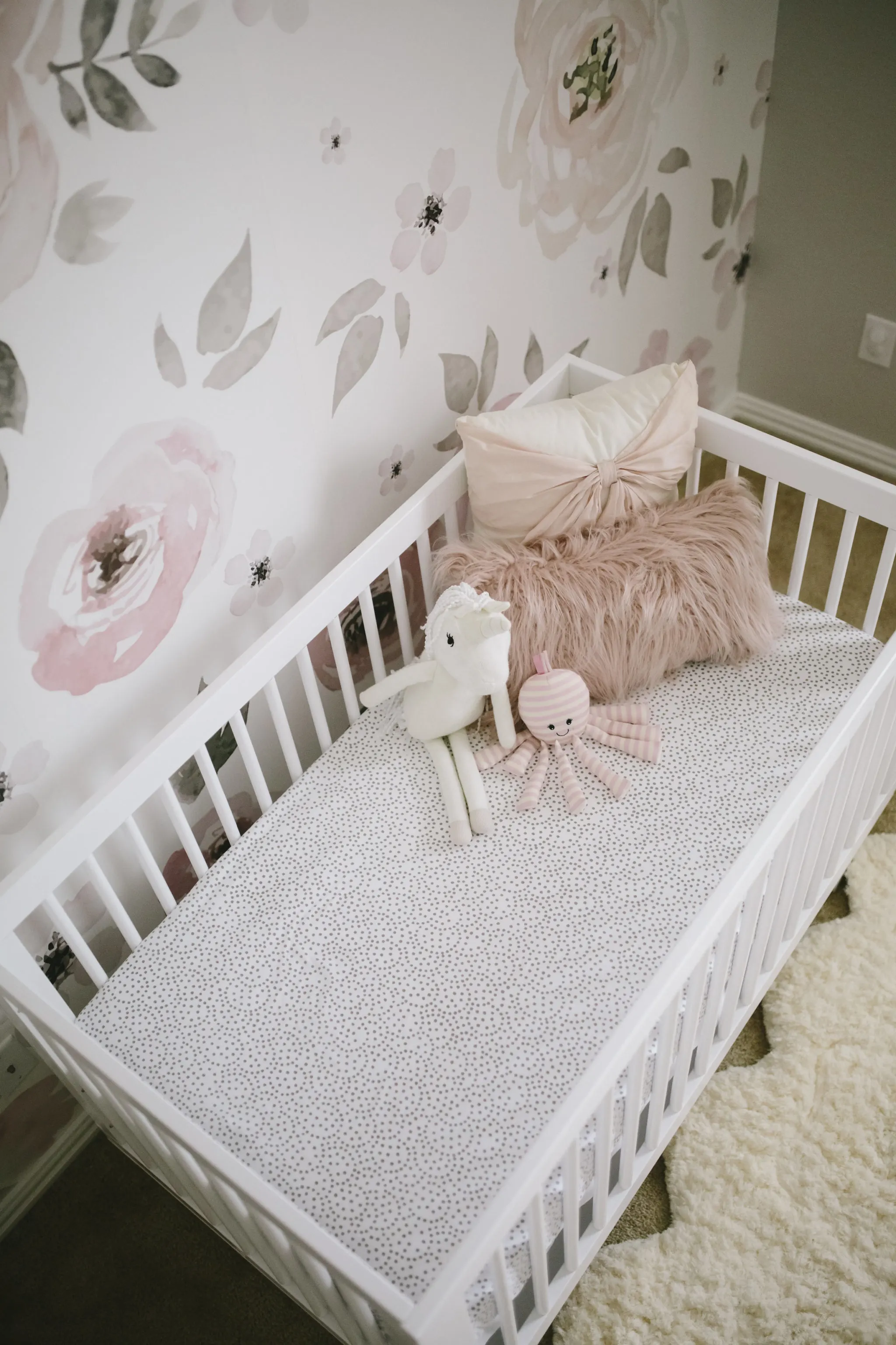 Floral Wallpaper Accent Wall with Crib