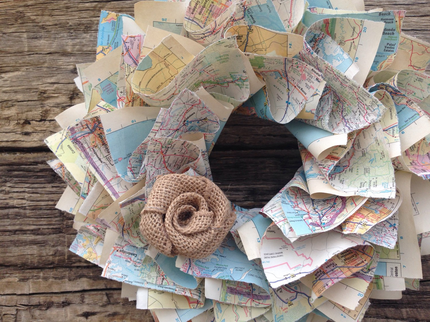Map Wreath from The Ruffled Page on Etsy