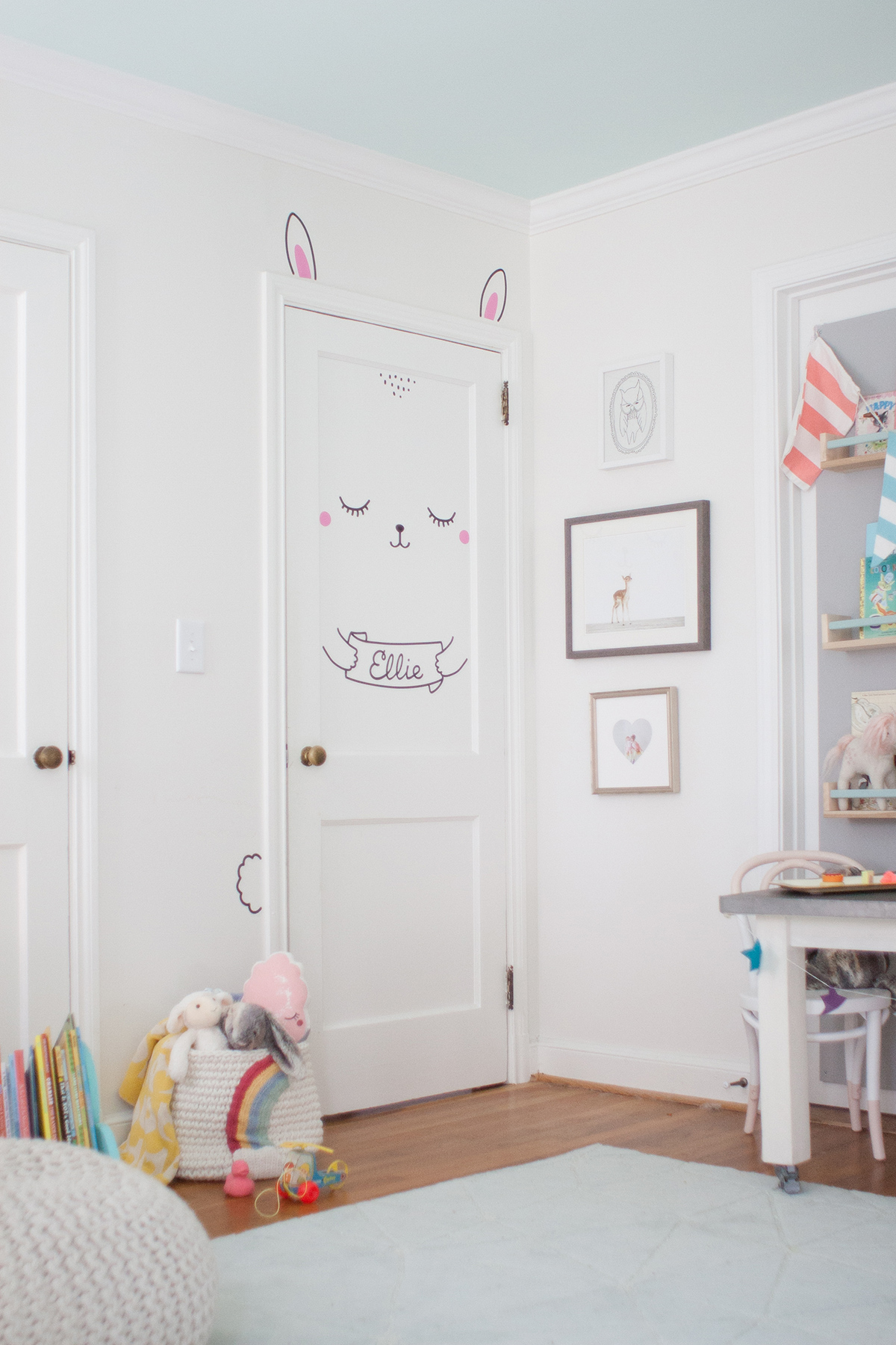 Bunny Door Decal in Girl's Nursery