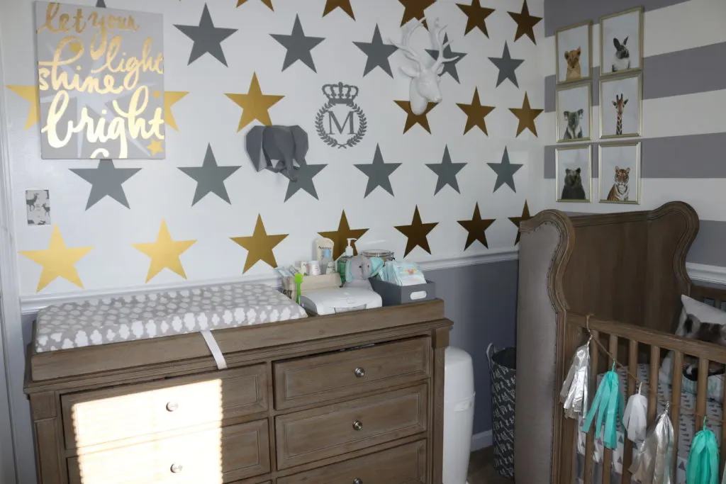 Gray and White Nursery with Star Accent Wall - Project Nursery