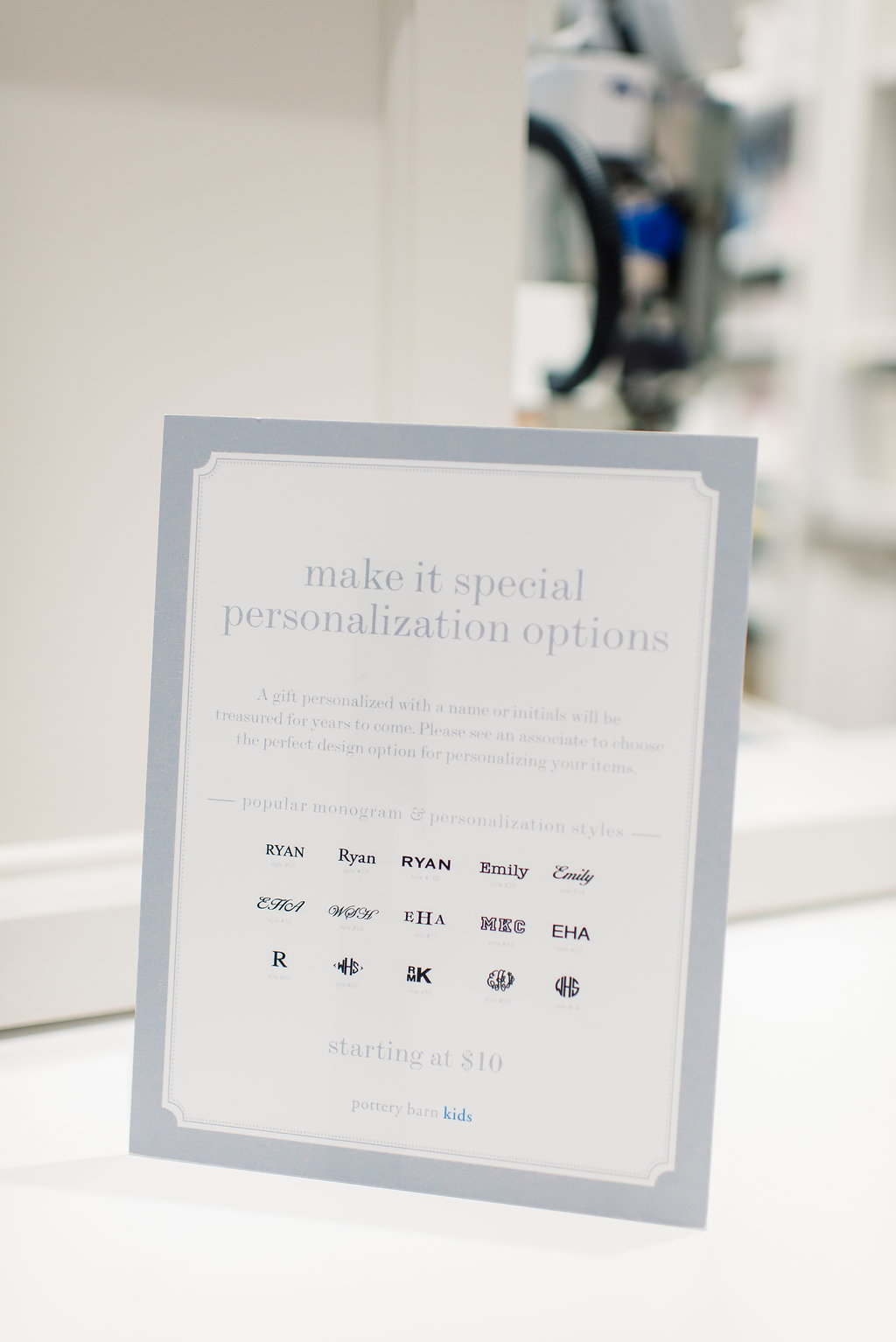 Personalization Options from Pottery Barn Kids