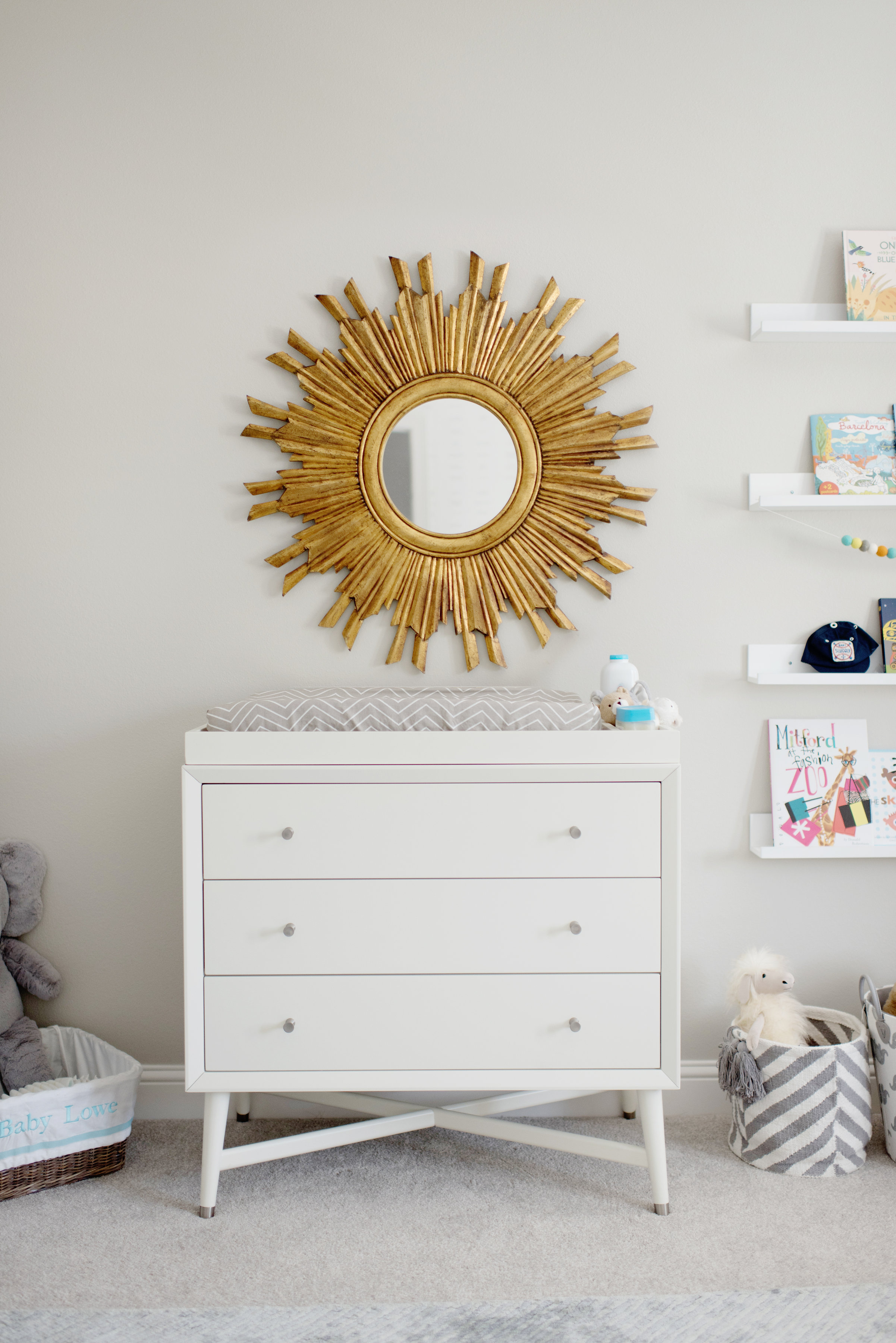 Changing Table and Sunburst Mirror