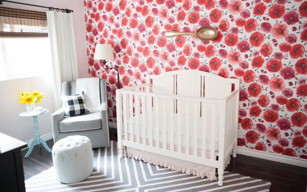 Whimsical Nursery with Red Poppies Wallpaper - Project Nursery