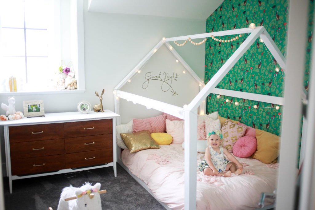 Toddler Room with Green Forest Wallpaper - Project Nursery