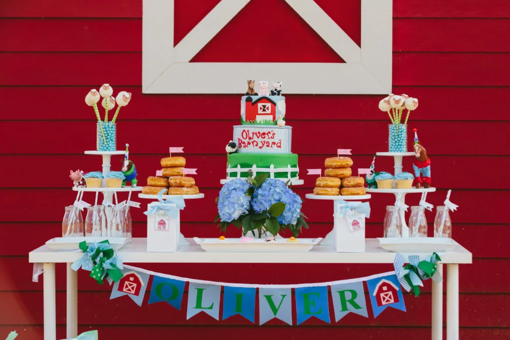 Barnyard Themed Birthday Party Dessert Table