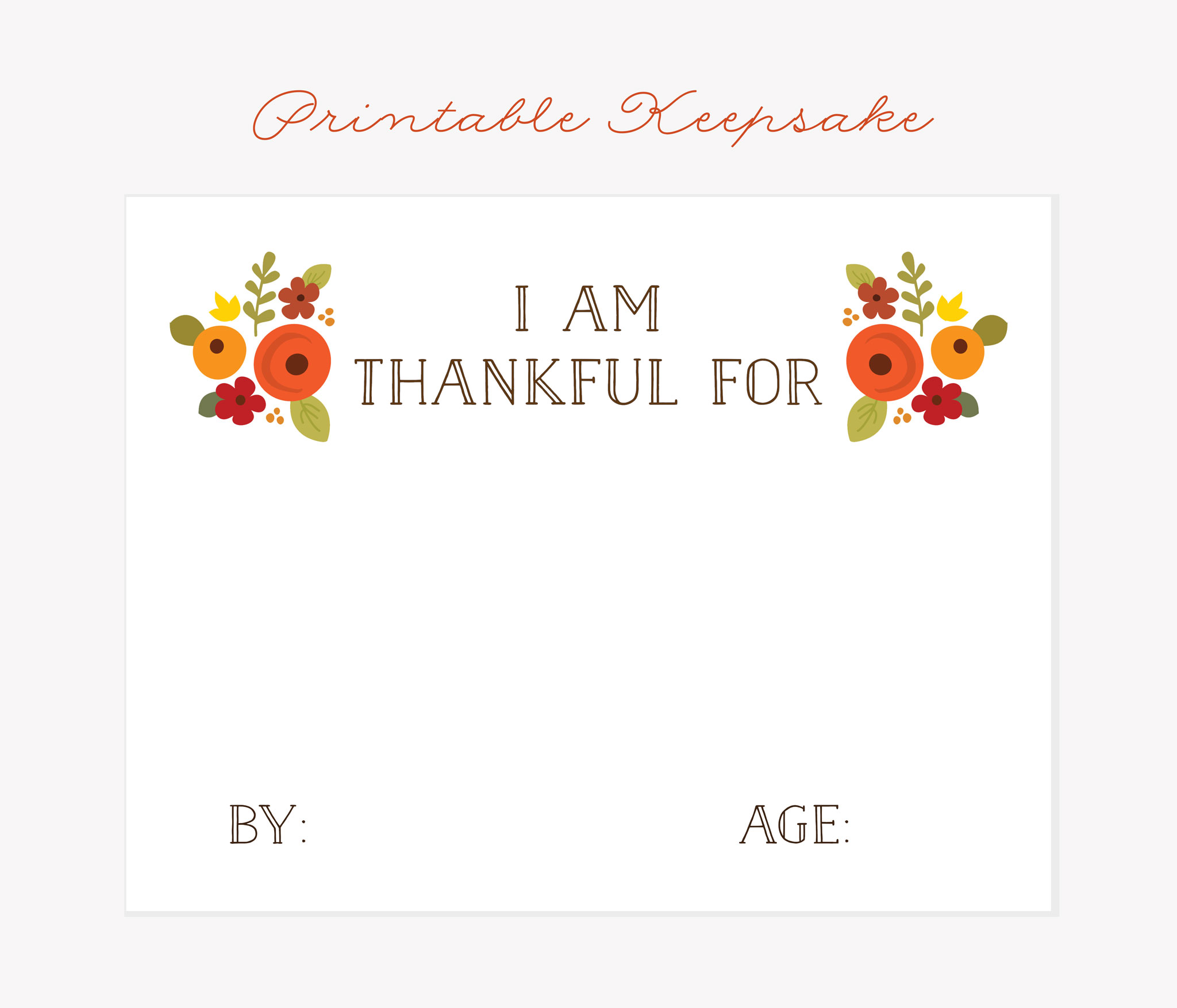 Free Printable Thanksgiving Keepsake