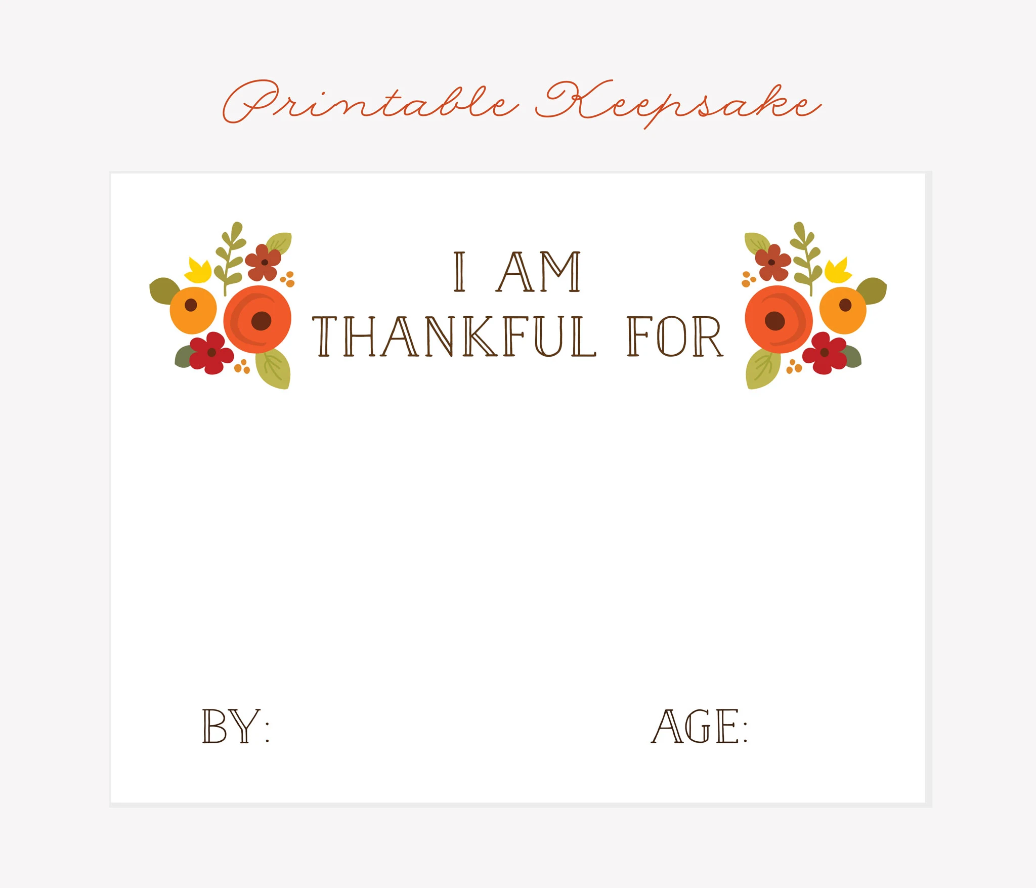 Free Printable Thanksgiving Keepsake