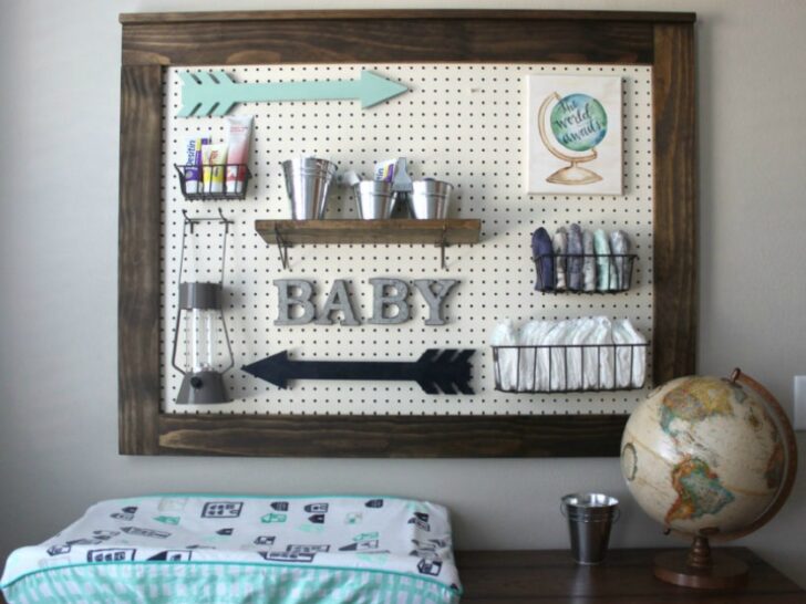 Changing Table with Pegboard Storage - Project Nursery