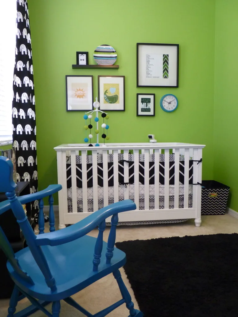 Black and White and Green Nursery