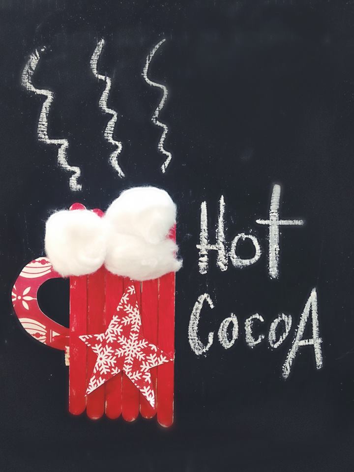 Kids Christmas Craft - Popsicle Stick Hot Cocoa