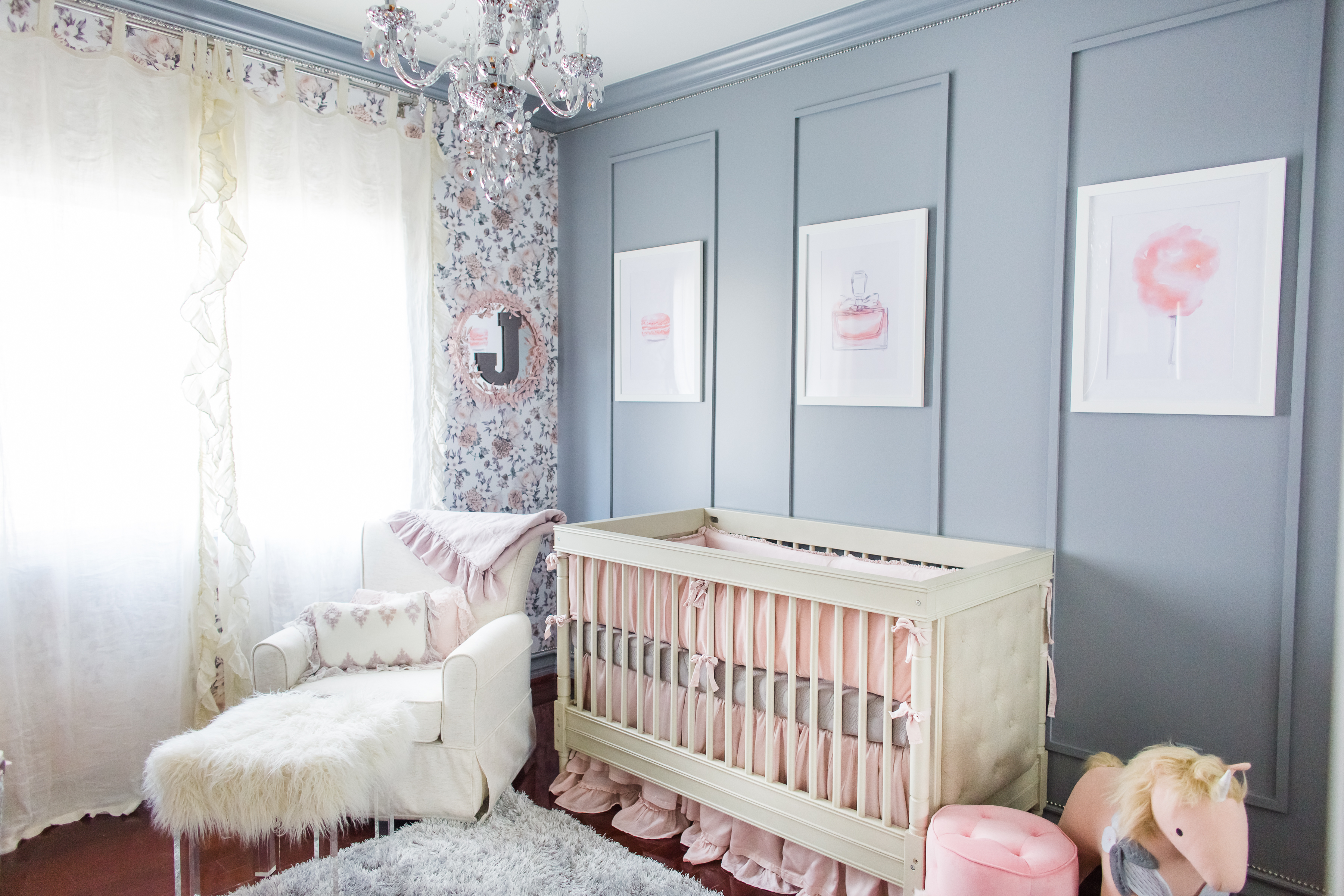 Feminine Pink and Gray Nursery