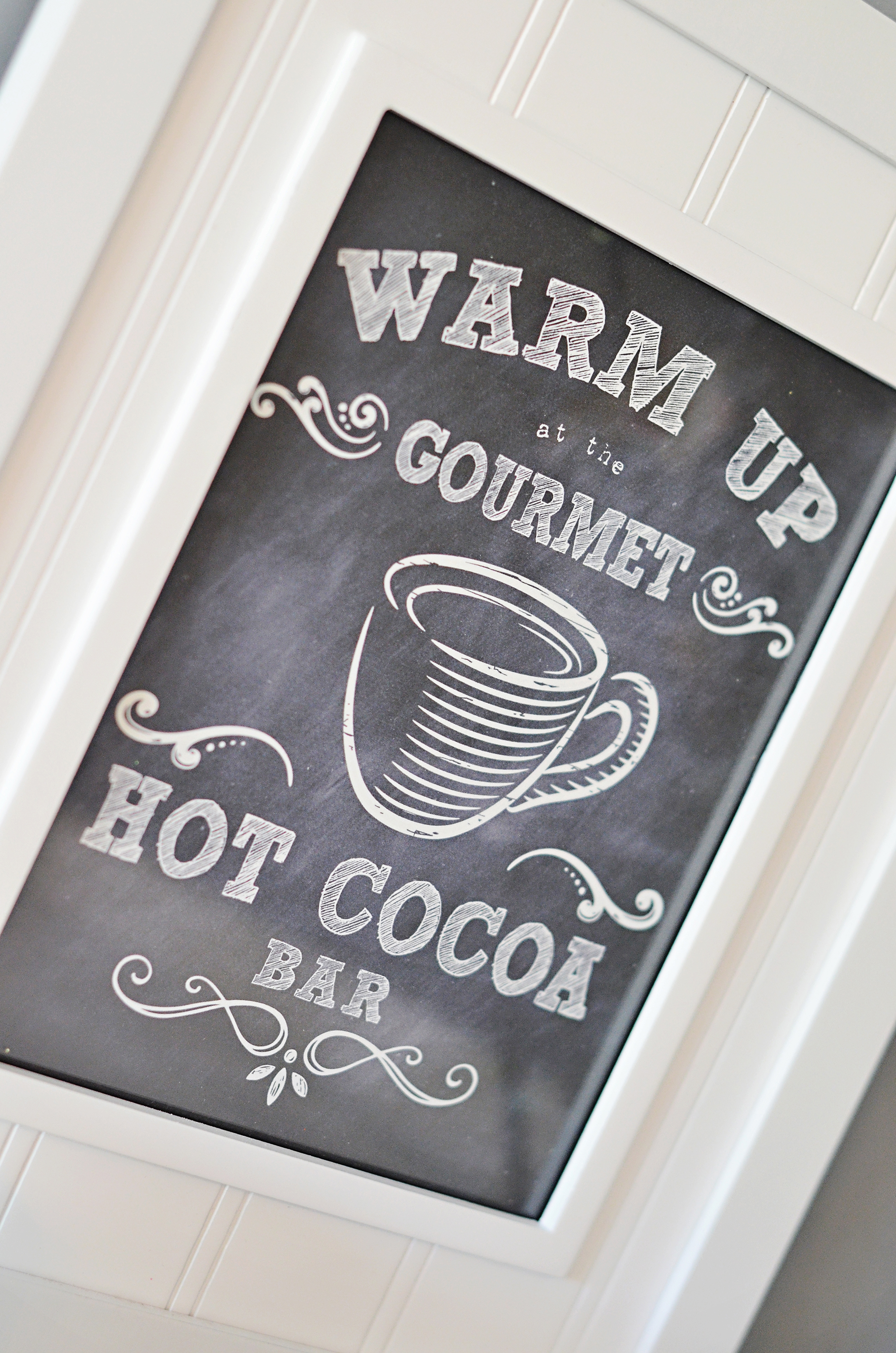 Panneau de barre de Cacao Chaud PDF imprimable pour la Fête du Pays des Merveilles d'hiver