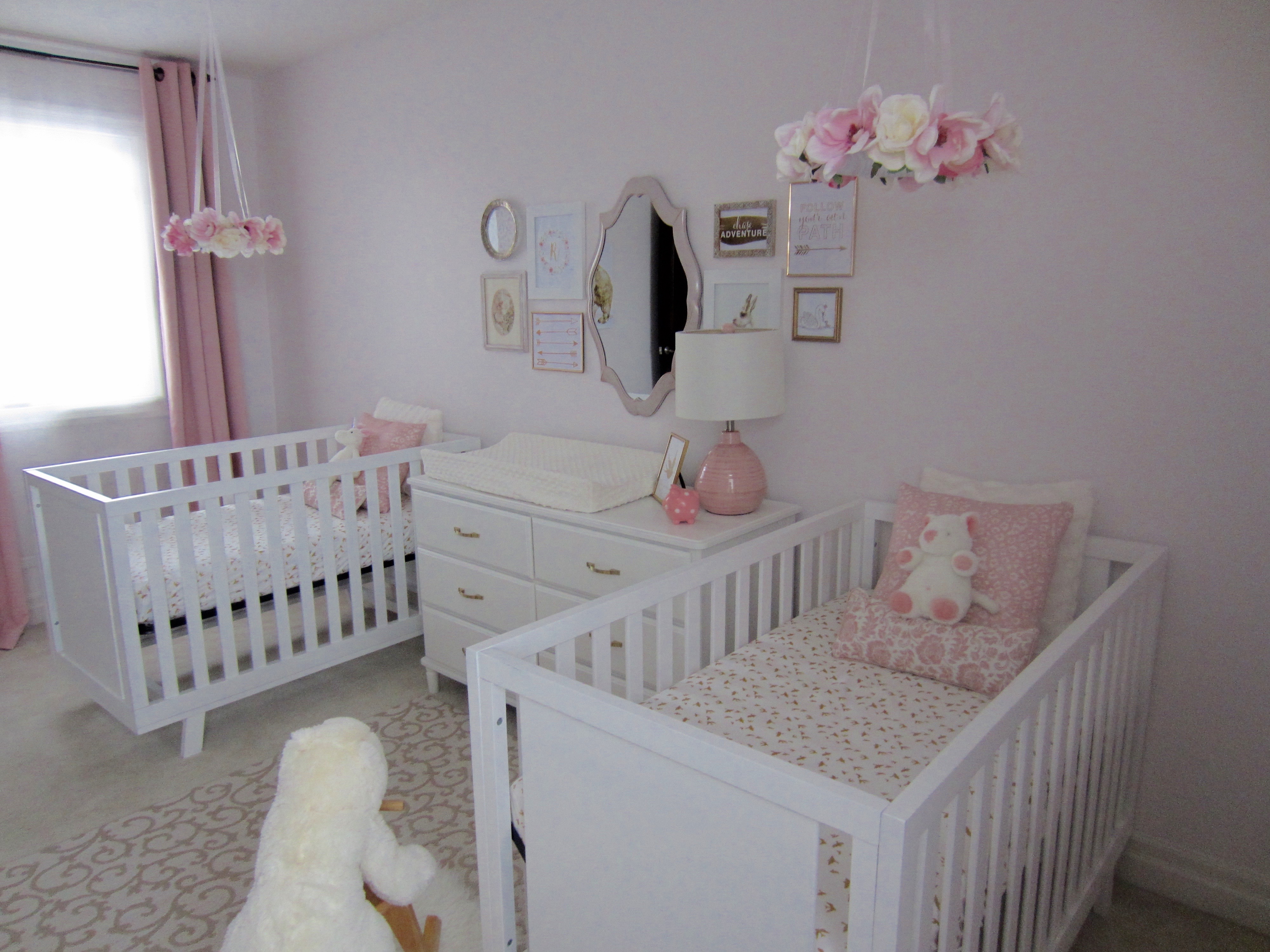 Pink, White and Gold Twin Nursery