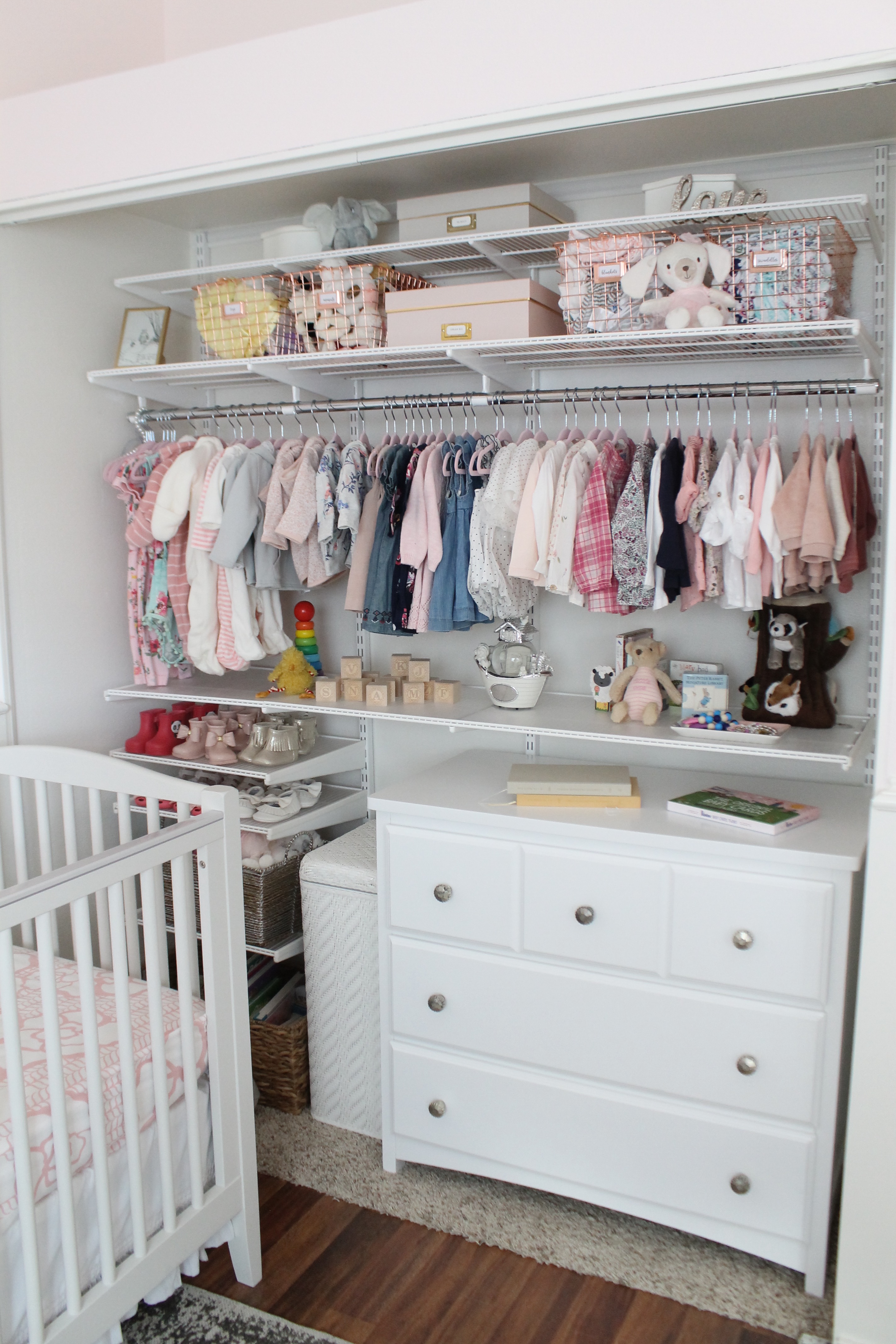 Twin Girls Nursery Storage and Organization