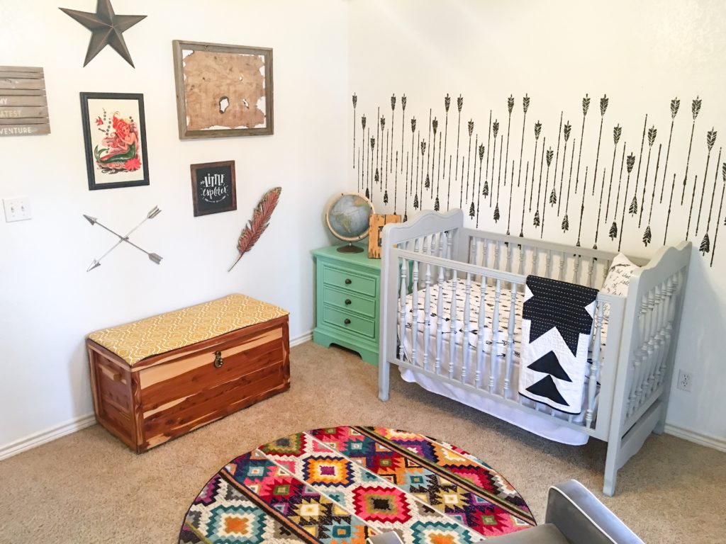 Modern Adventure Themed Nursery Inspired by Neverland with Arrow Accent Wall - Project Nursery