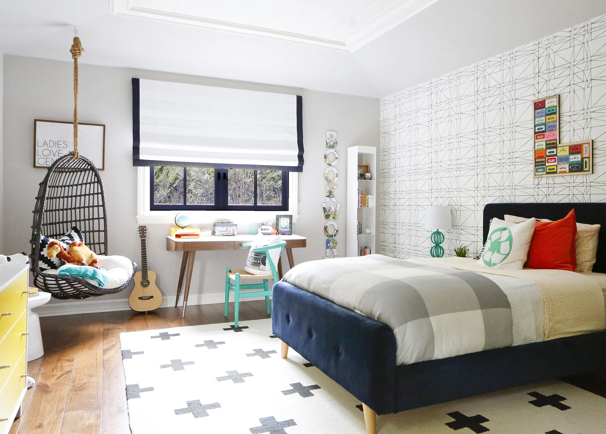 Modern Eclectic Big Boy Room with Whimsical Accent Decor