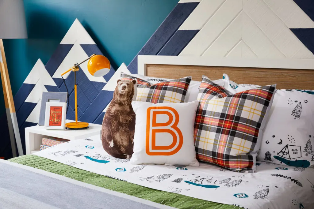 Outdoors-Inspired Big Kid Room with Layered Patterns and Textures