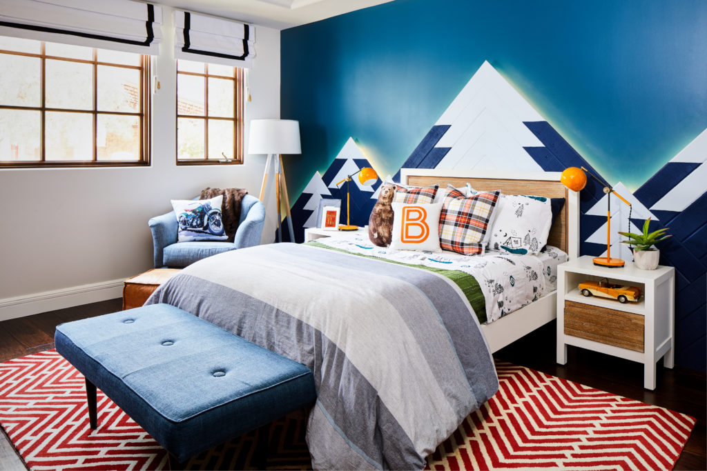 Outdoors-Inspired Big Kid Room with Custom Mountain Wall Art