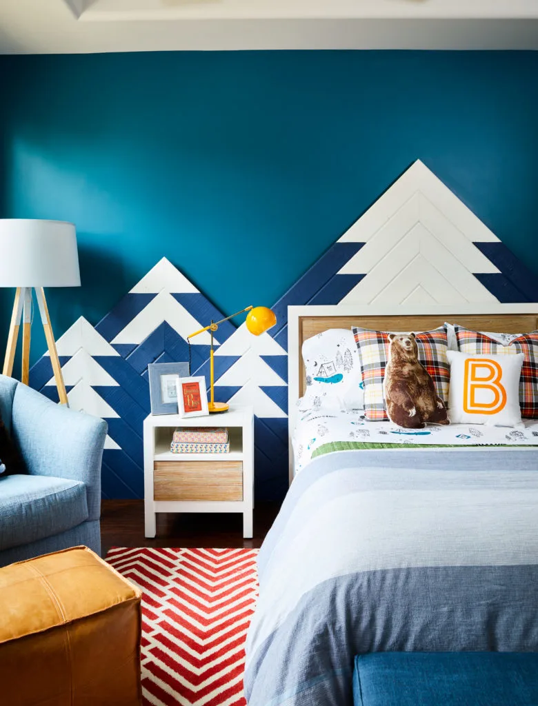 Outdoors-Inspired Big Kid Room with Custom Mountain Wall Art