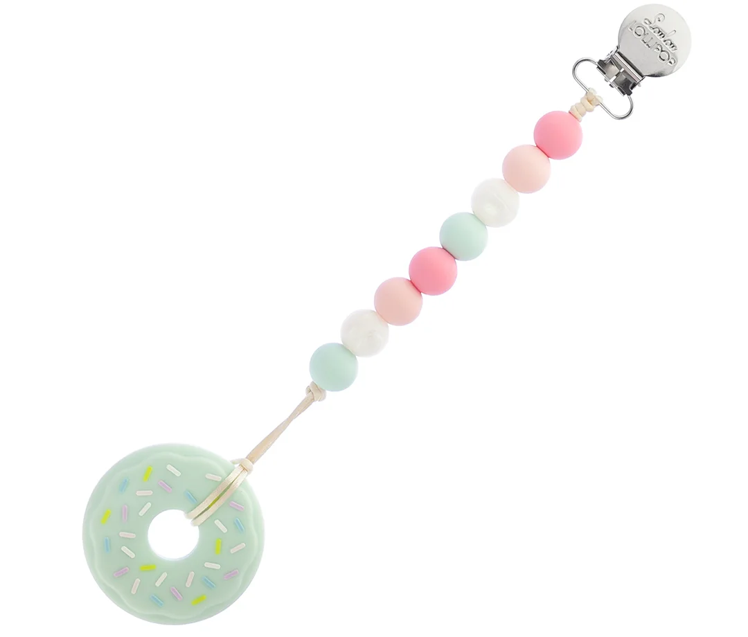 Donut Teether and Pacifier Clip from The Project Nursery Shop