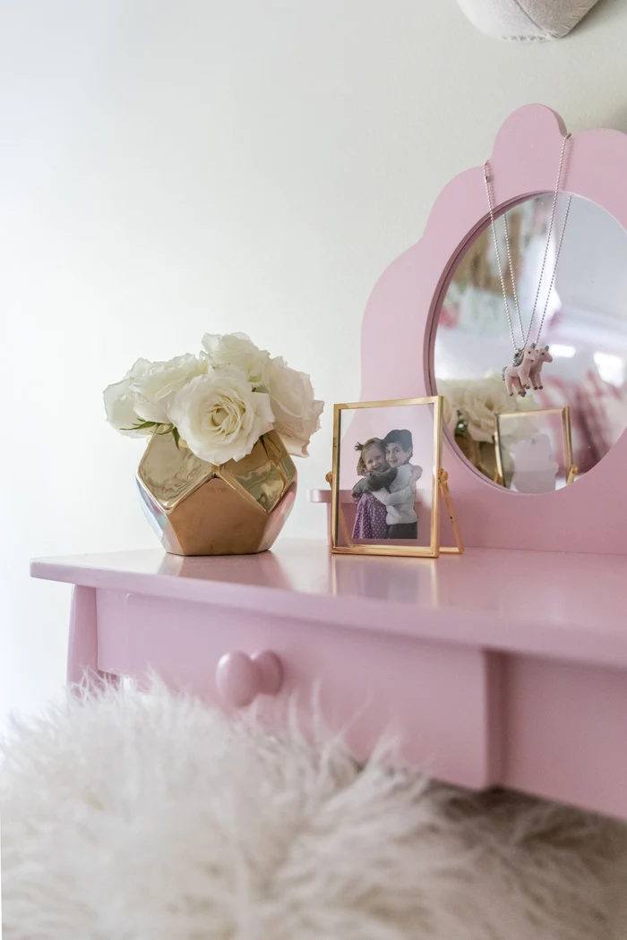 Little Girl's Pink Vanity in Vintage Big Girl's Room