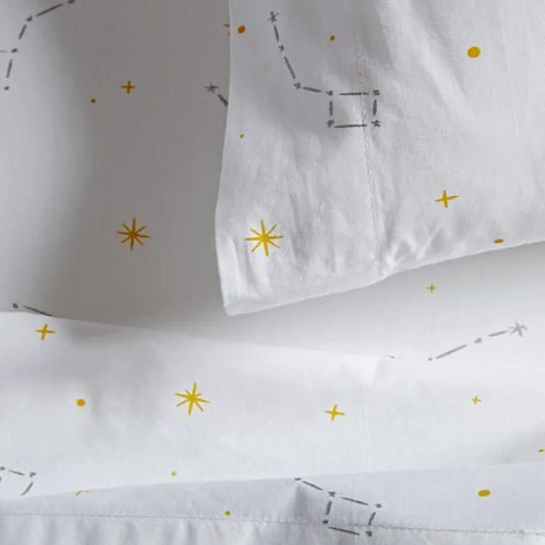 Gray and Gold Constellation Crib Bedding from The Land of Nod