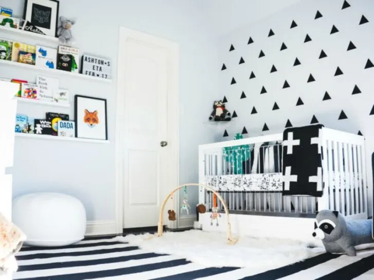 Modern Black and White Nursery with Triangle Accent Wall - Project Nursery