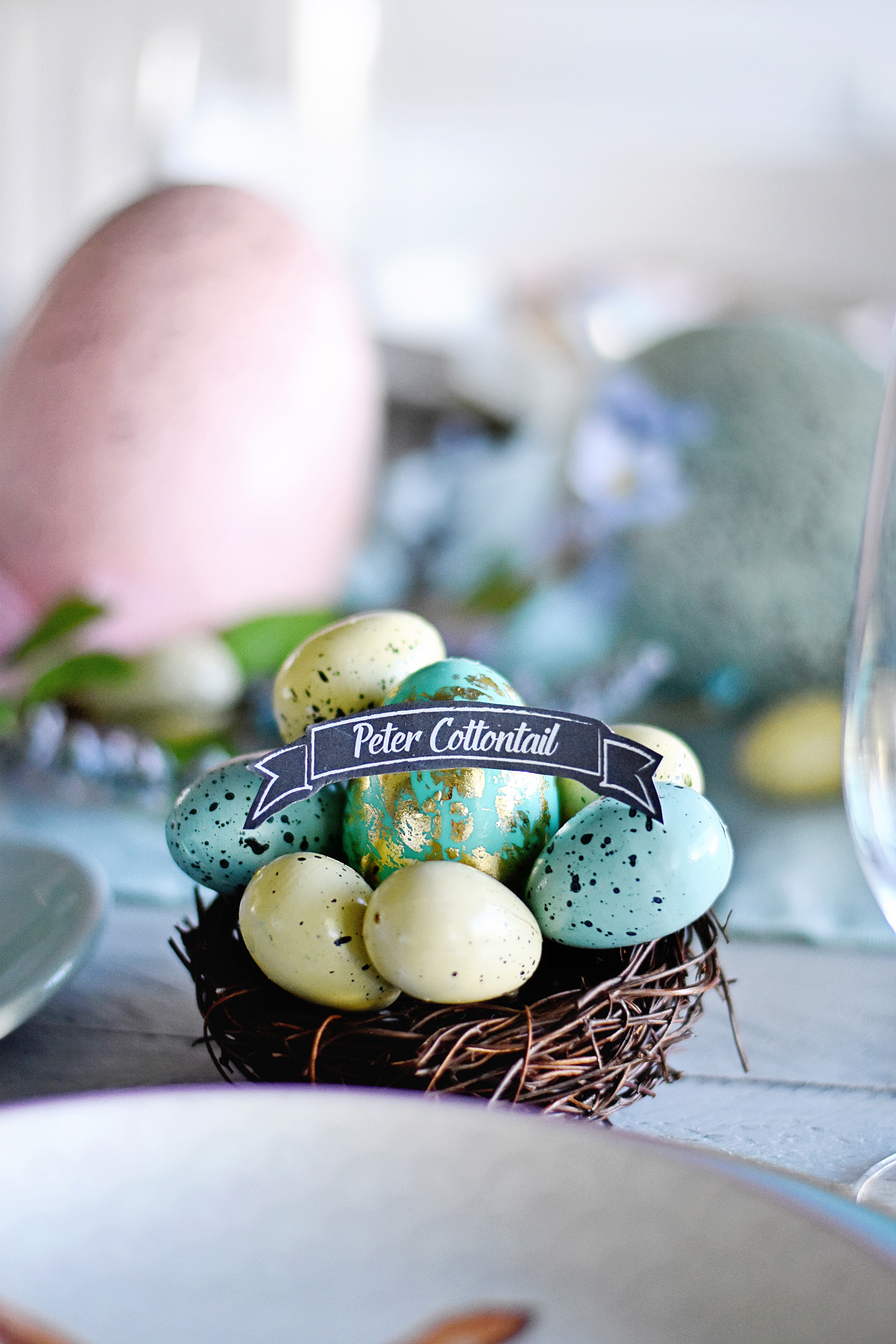 DIY Bird's Nest Place Cards Easter Decor Ideas