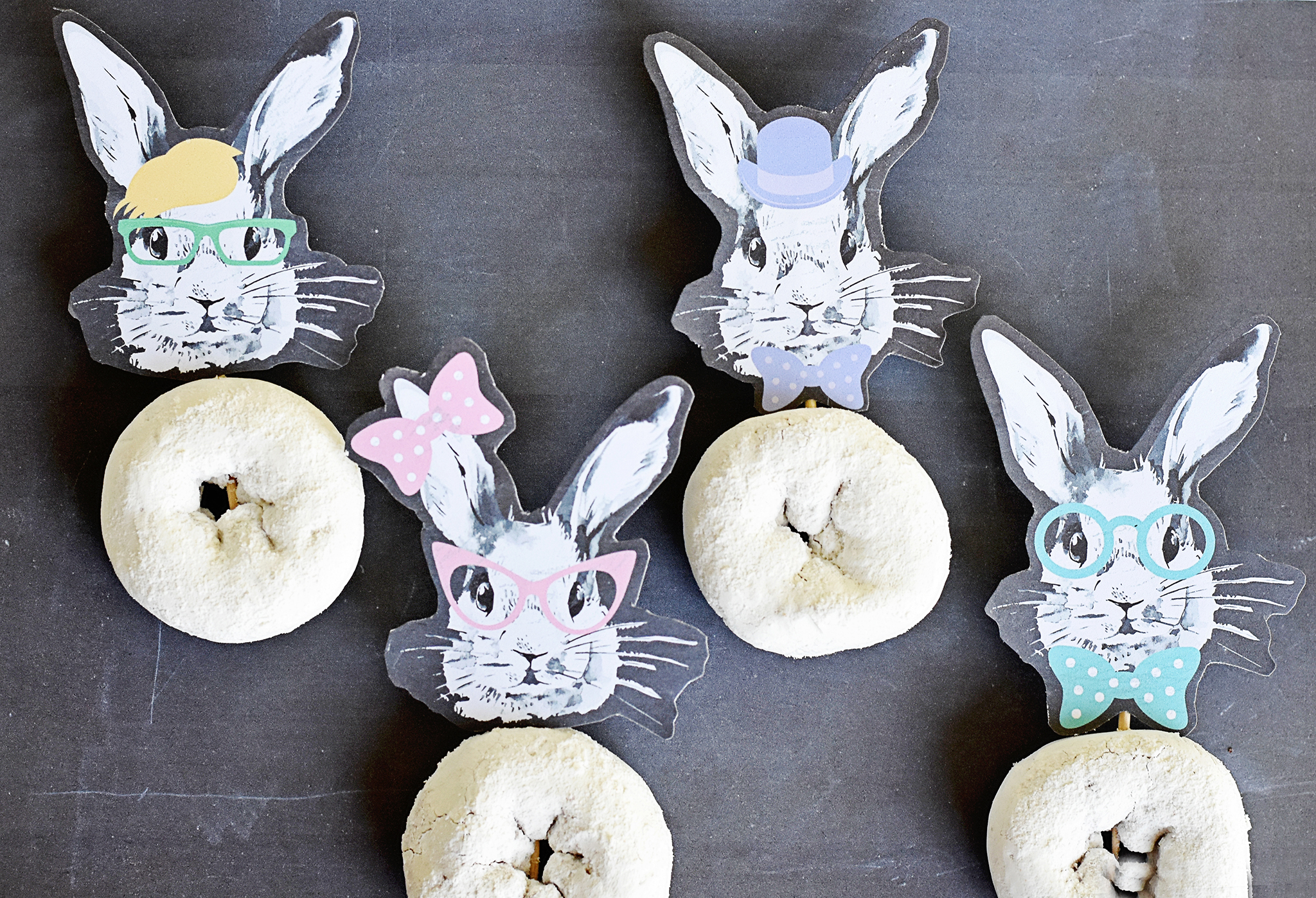 Printable Hipster Bunny Food Picks Easter Brunch Decor Ideas