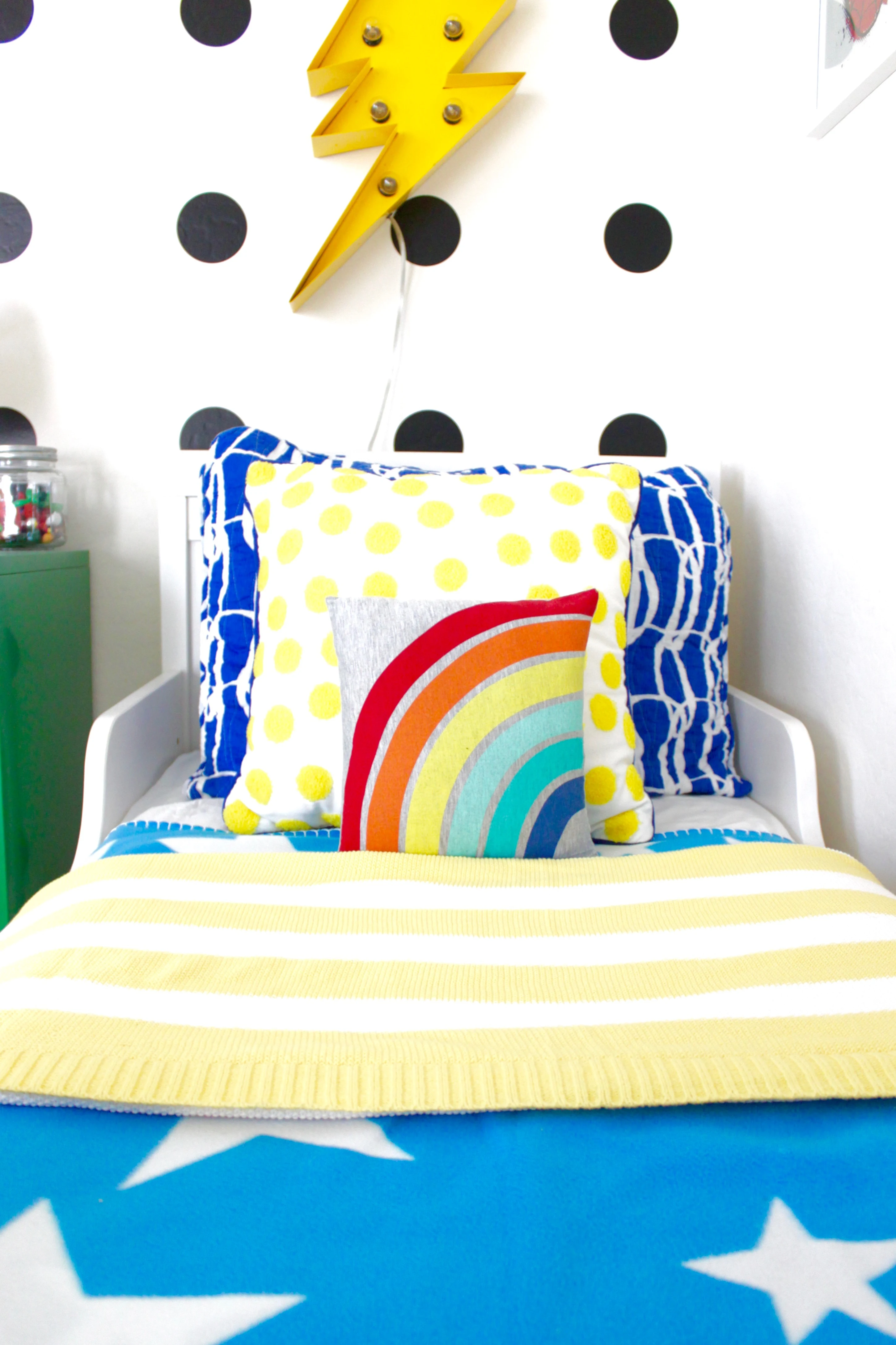 Colorful and Graphic Big Boy Room Modern Superhero Toddler Room