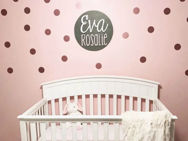 Pink and White Nursery with Rose Gold Polka Dot Wall Decals - Project Nursery