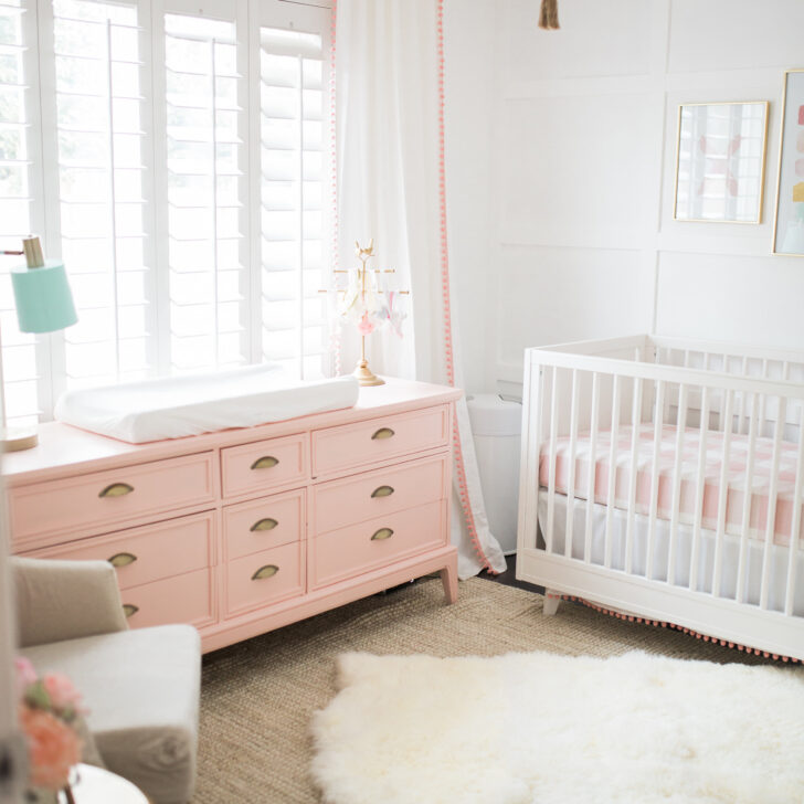 White and Pink Baby Girl Nursery Reveal