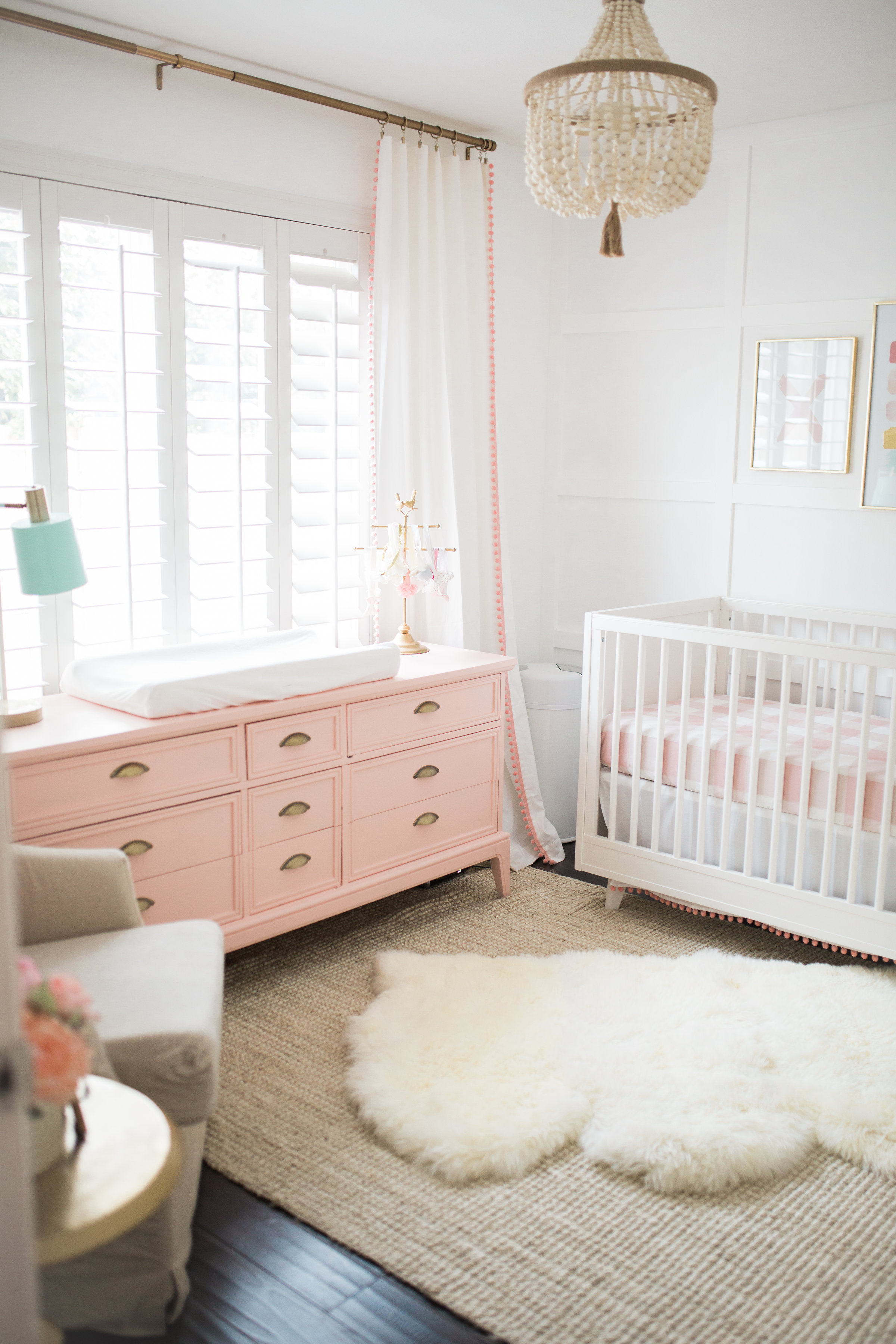 The Posh Home Bright White and Pink Baby Girl Nursery Reveal - Project
