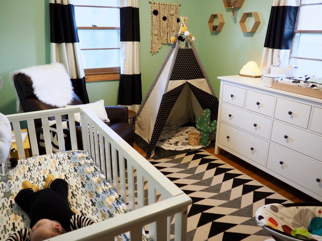 Modern Mint and Black Nursery with Aztec-Inspired Accents - Project Nursery