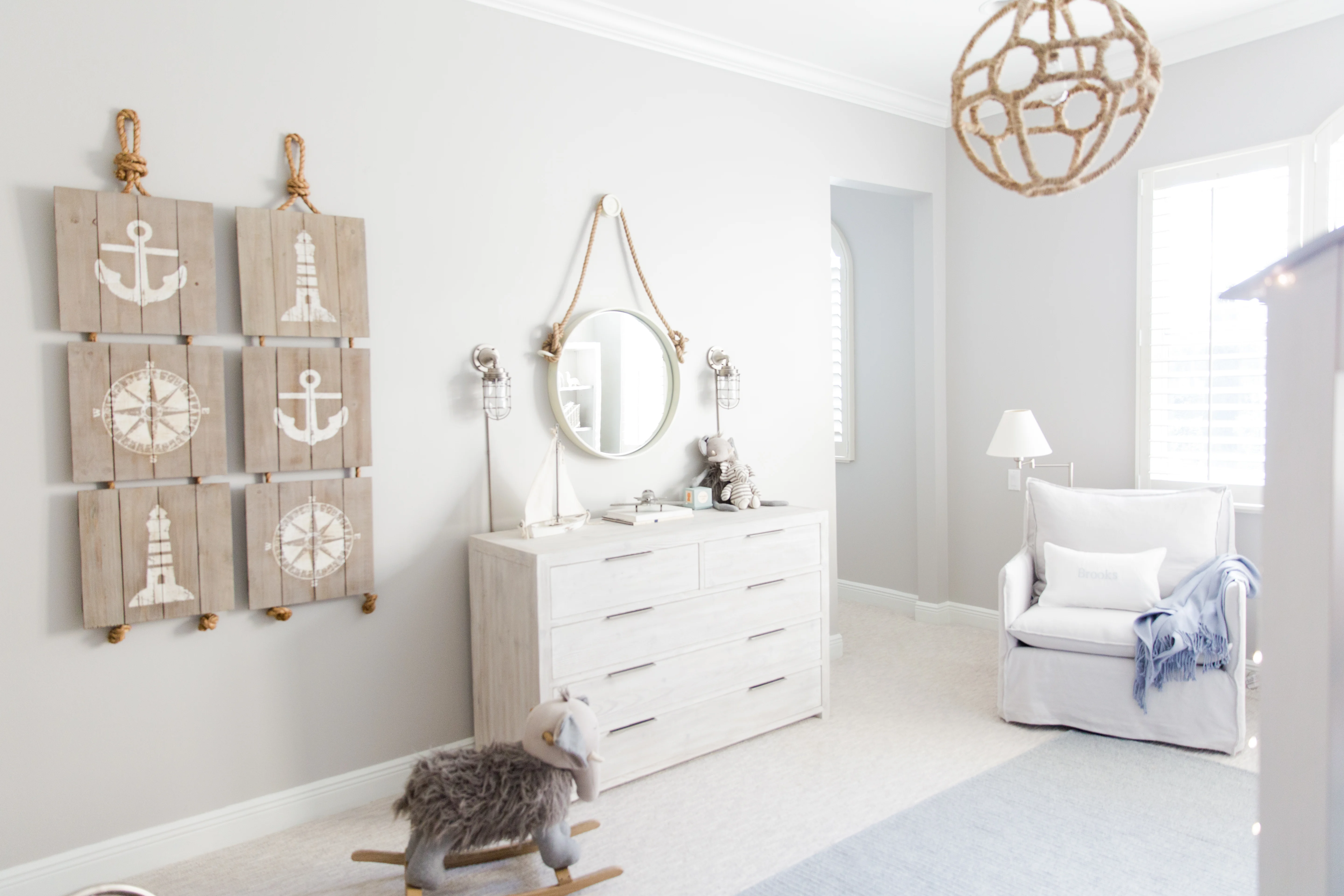 Gray and White Toddler Room with Nautical Accents
