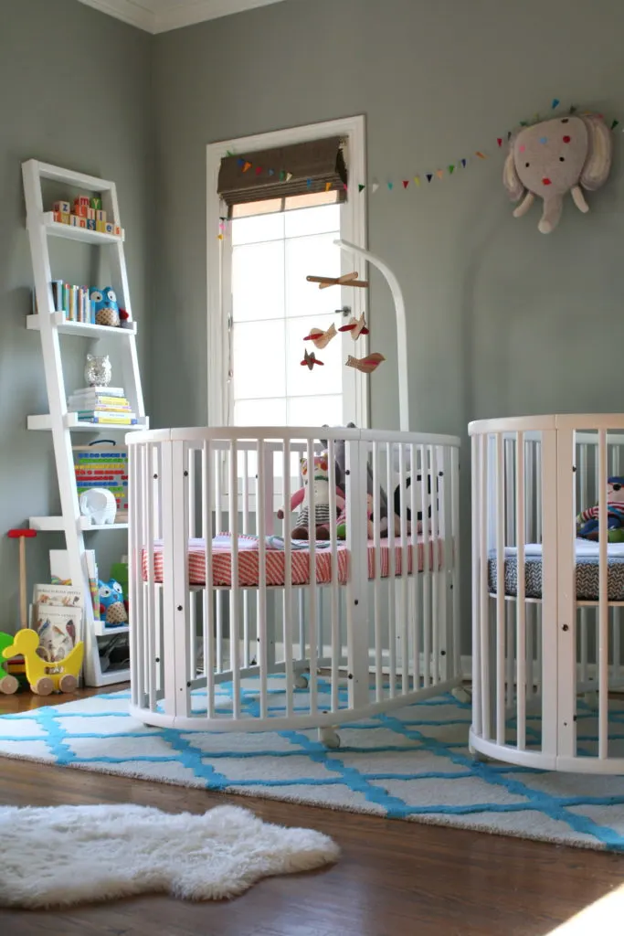 Twin Boy and Girl Nursery with Stokke Sleepi Cribs
